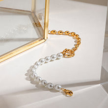 Load image into Gallery viewer, 18K gold stainless steel pearl bracelet