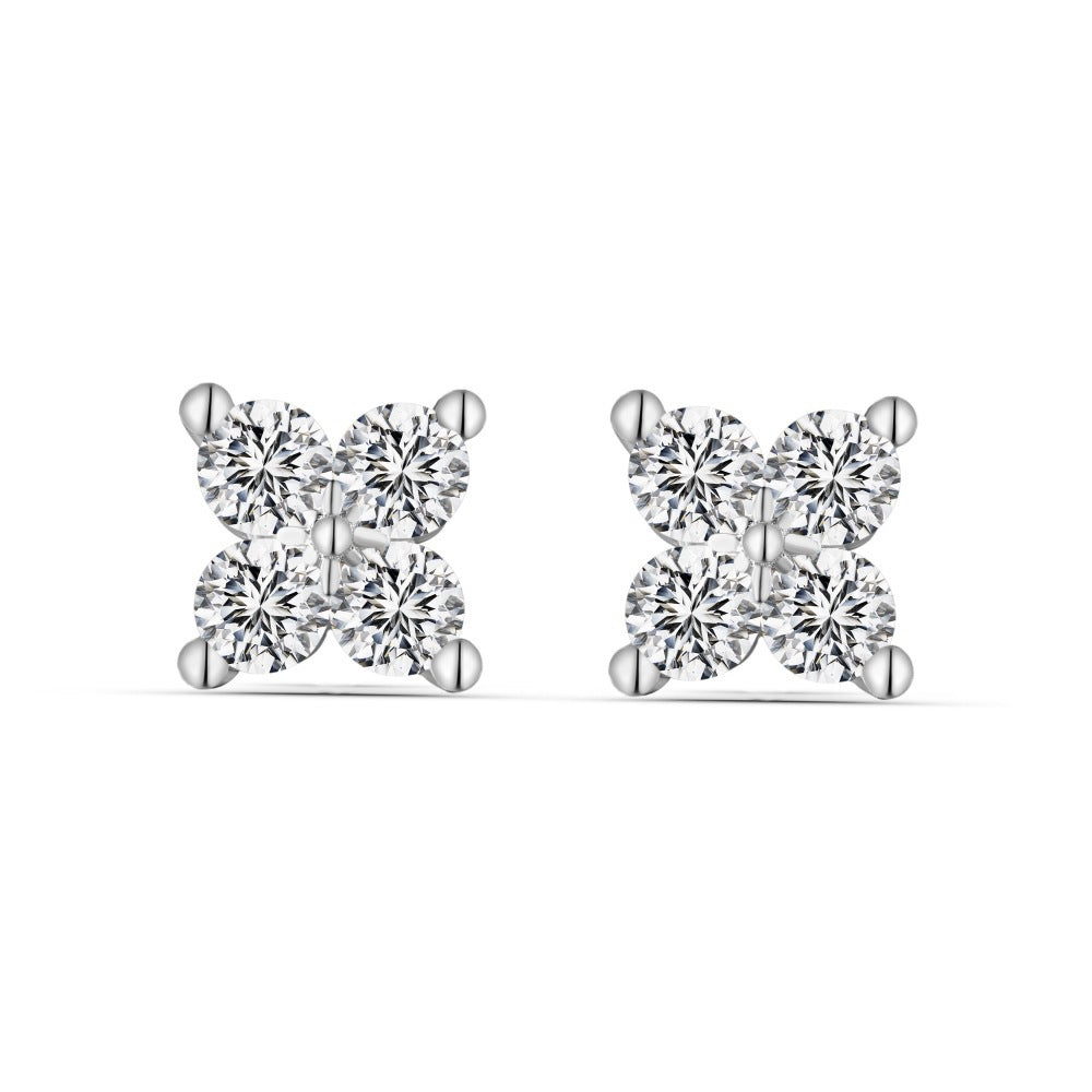 S925 sterling silver four-leaf claw diamond stud earrings