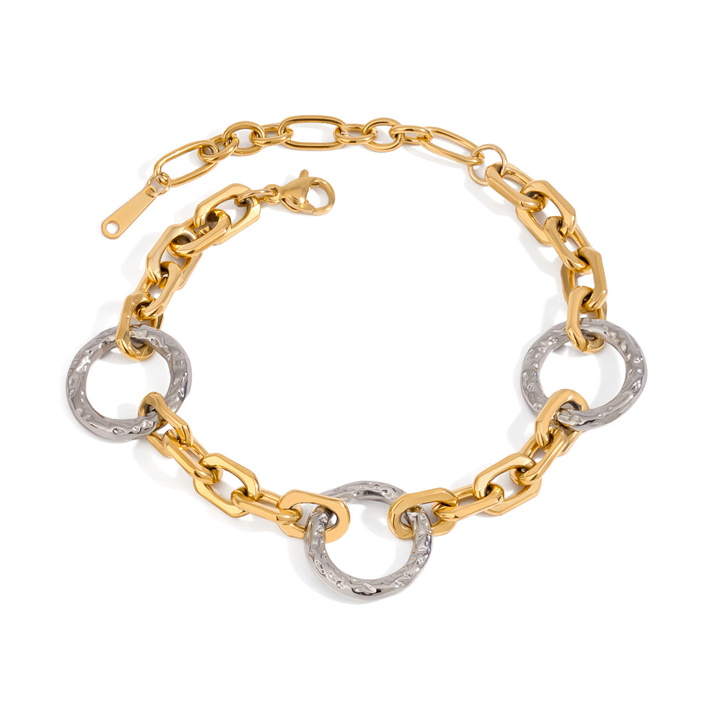 18K gold steel color duplex stainless steel bracelet
