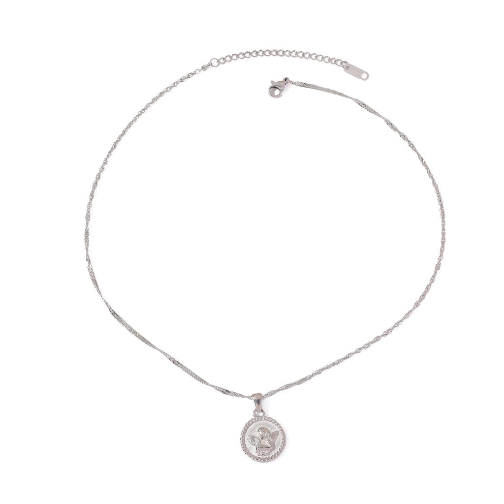 Stainless steel angel pendant necklace