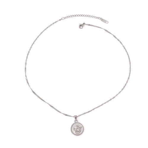 Stainless steel angel pendant necklace