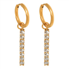 Load image into Gallery viewer, Stainless steel white zircon long tassel earrings