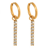 Stainless steel white zircon long tassel earrings
