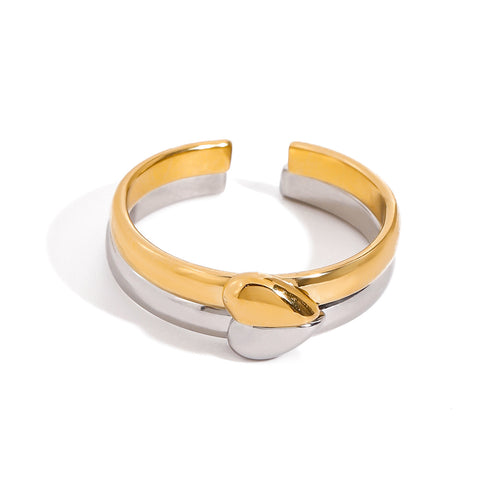 Stainless steel gold and silver color-matched heart-shaped opening ring