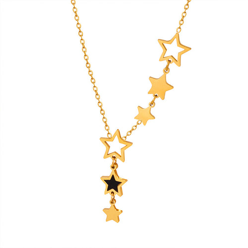 Stainless steel perforated star-shaped pendant necklace