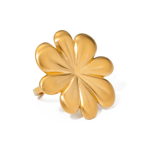 Stainless steel golden flower-opening ring