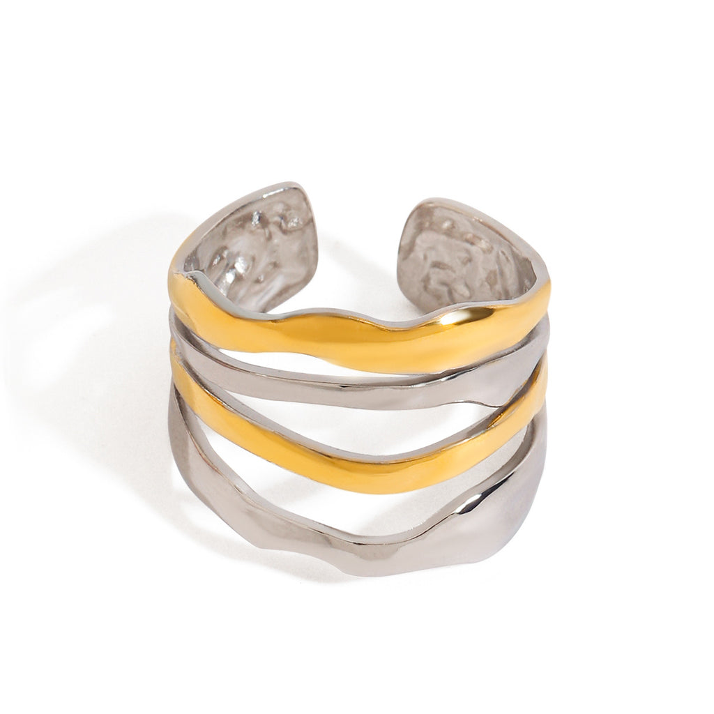 Stainless steel color-blocking open ring