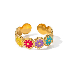 Load image into Gallery viewer, Stainless steel oil-dripping Daisy open ring