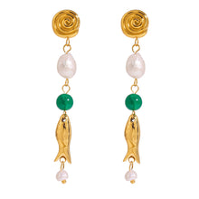 Load image into Gallery viewer, Stainless steel freshwater pearl beaded earrings