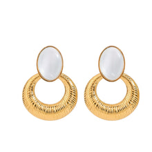 Load image into Gallery viewer, Stainless steel cat-eye stone earrings