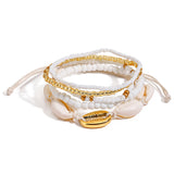 Stainless steel rice bead shell wax rope woven foot chain set