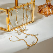 Load image into Gallery viewer, 18K gold stainless steel white lily pearl zircon double toe chain