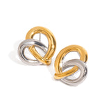 Stainless steel two-color heart-shaped earrings