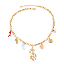 Load image into Gallery viewer, Marine beach coral shell pendant stainless steel necklace