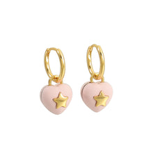 Load image into Gallery viewer, Pink heart-shaped star earrings
