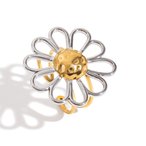 Stainless steel Daisy flower opening ring