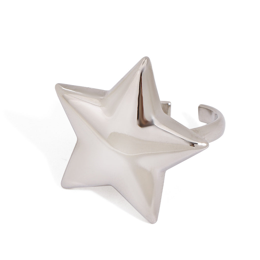 Stainless steel five-pointed star smooth open ring