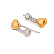 Load image into Gallery viewer, Stainless steel two-color heart-shaped earrings