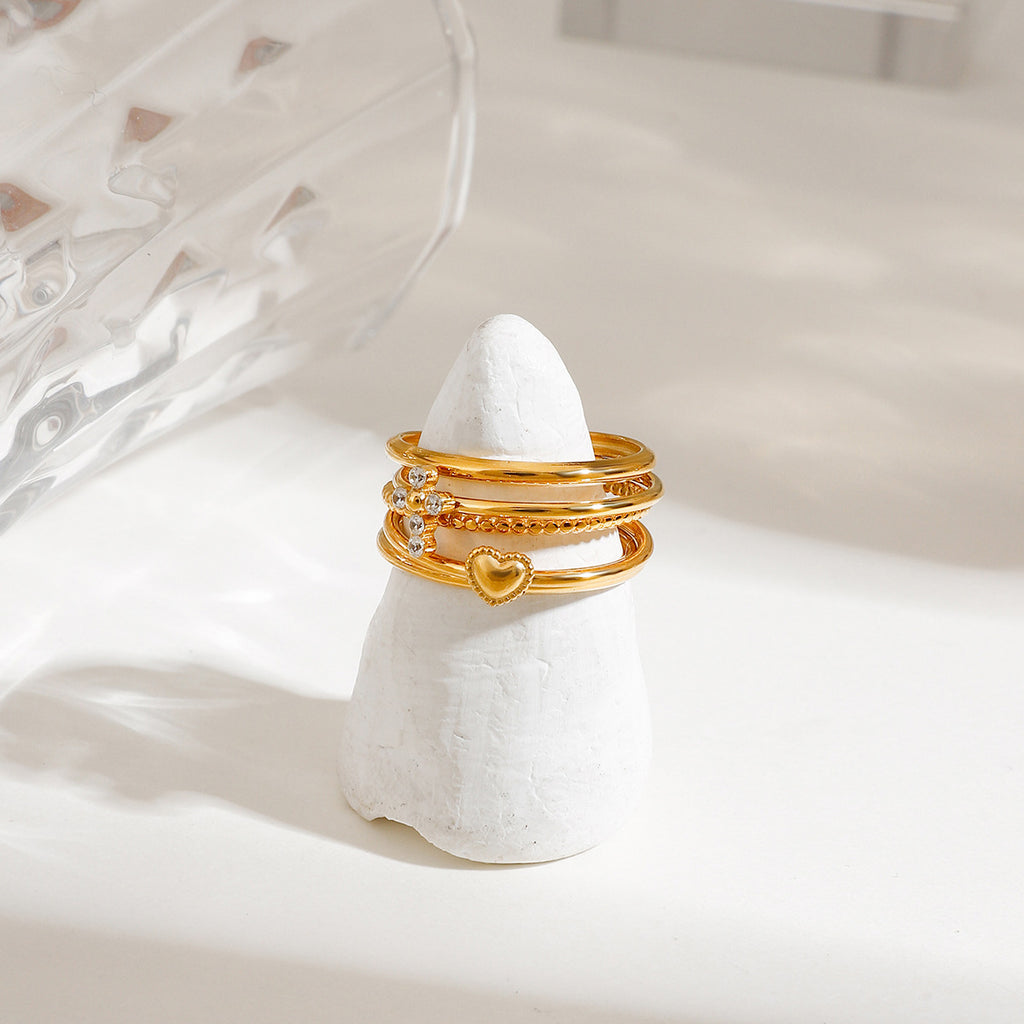 Stainless steel overlapping ring three-piece set