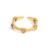 Heart-shaped zircon stainless steel ring