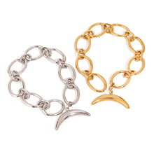 Load image into Gallery viewer, Golden, steel-colored stainless steel moon bracelet