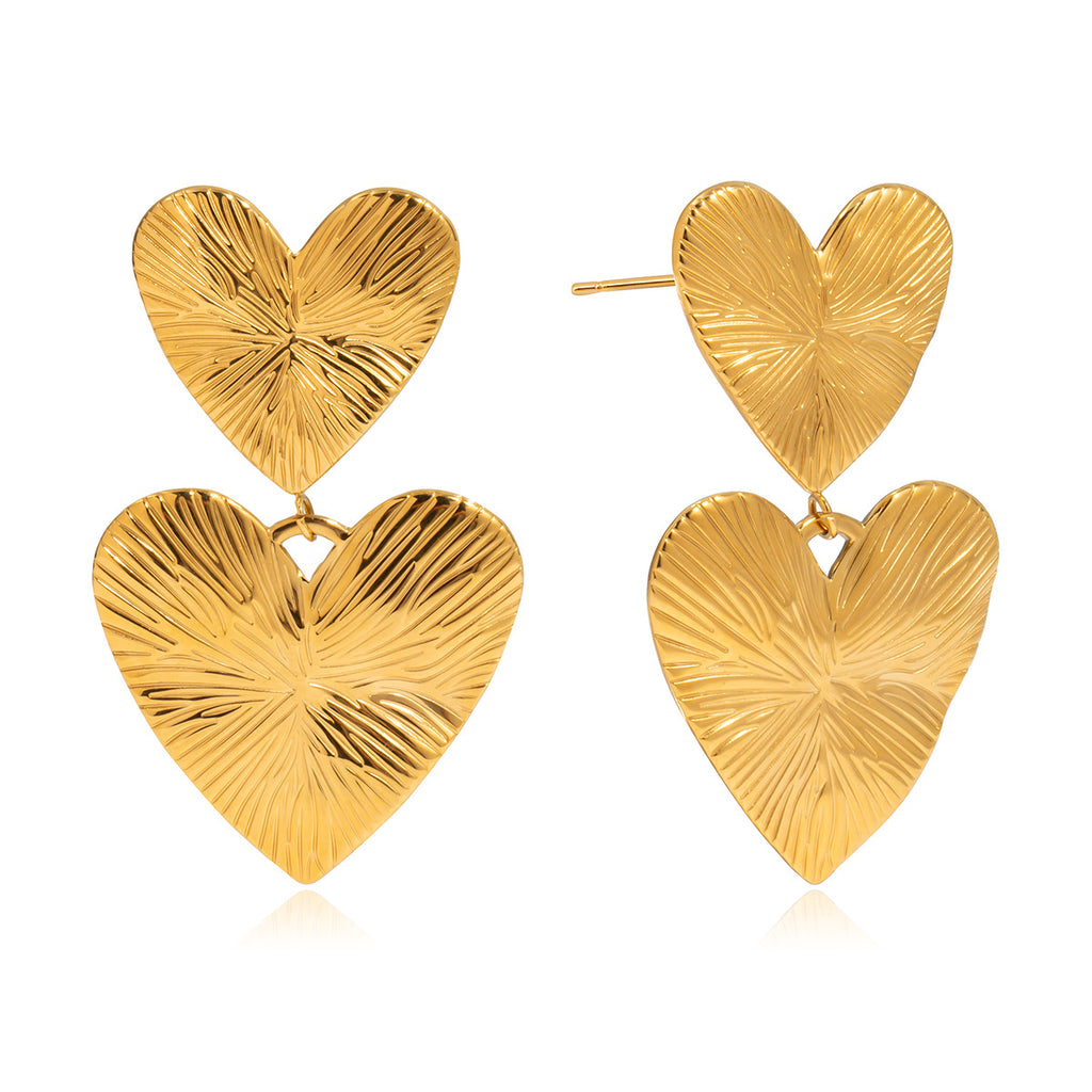 Stainless steel exaggerated heart-shaped earrings