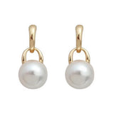 Golden stainless steel round pearl glass bead earrings