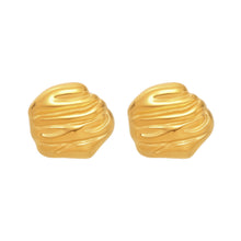 Load image into Gallery viewer, Golden stainless steel irregular pleated hammer pattern earrings