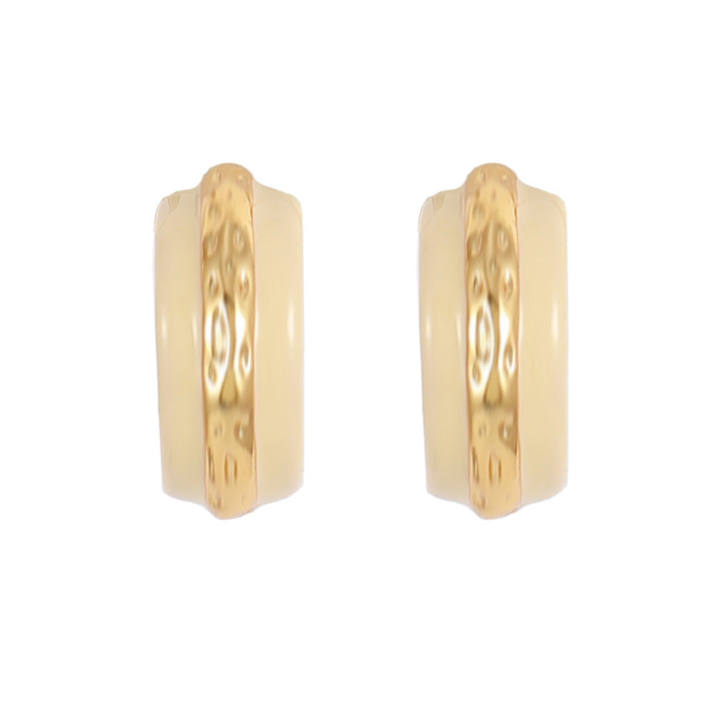 Double-color enamel drop glaze C-shaped ear rings