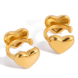 Stainless steel 18k gold heart-shaped ear clips