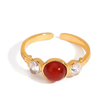 Load image into Gallery viewer, Stainless steel red agate ring