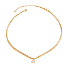 Load image into Gallery viewer, Stainless steel square zircon pendant four-layer chain necklace