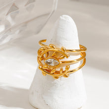Load image into Gallery viewer, A three-piece set of stainless steel diamond rings stacked together
