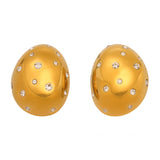 Stainless steel oval earrings with zircon smooth surface