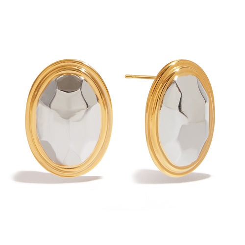 Stainless steel gold and silver color-matched stud earrings