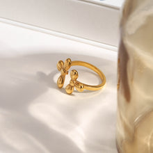 Load image into Gallery viewer, 18K gold stainless steel asymmetrical flower-opening ring