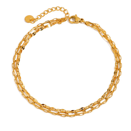 18K gold three-layer stainless steel anklets