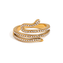 Load image into Gallery viewer, Stainless steel serpentine zircon ring