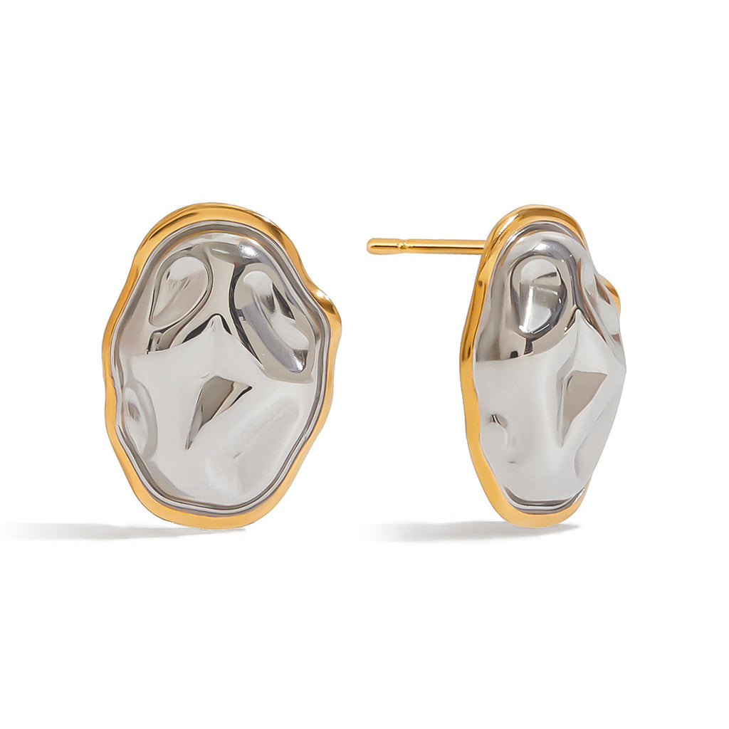 Stainless steel gold and silver color-matched earrings
