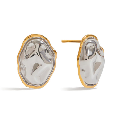 Stainless steel gold and silver color-matched earrings