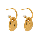 Stainless steel golden glossy pendant earrings