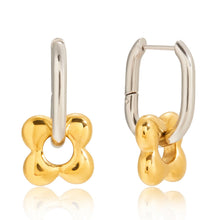 Load image into Gallery viewer, Stainless steel flower circle two-color earrings
