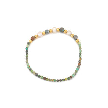 Load image into Gallery viewer, Colored natural stone freshwater pearl handcrafted beaded bracelet