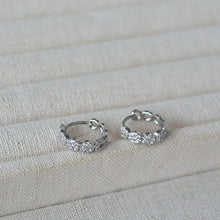 Load image into Gallery viewer, White zircon full-diamond hollowed-out round mini copper ear buckles