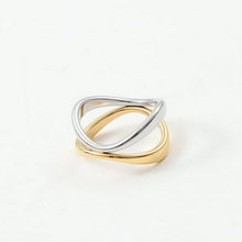 Load image into Gallery viewer, 18K gold stainless steel curved two-color ring