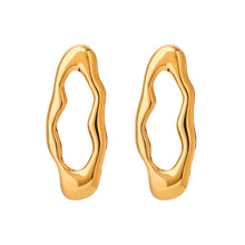 Load image into Gallery viewer, 18K gold stainless steel irregular lava O-shaped earrings