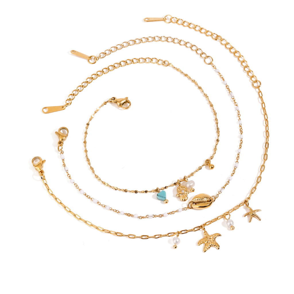 18K gold stainless steel bracelet set