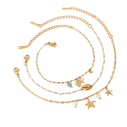 18K gold stainless steel bracelet set