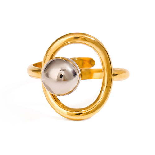 Stainless steel, gold and silver color-matched steel ball open ring