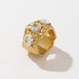 18K gold stainless steel ring set with zircon